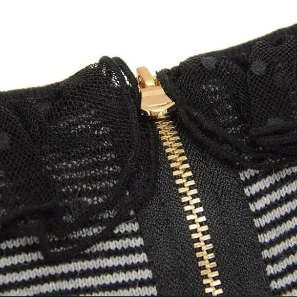 Little Marc Jacobs Girls Knit Dress Size 8 Striped Black Grey Casual Dainty - Picture 3 of 10